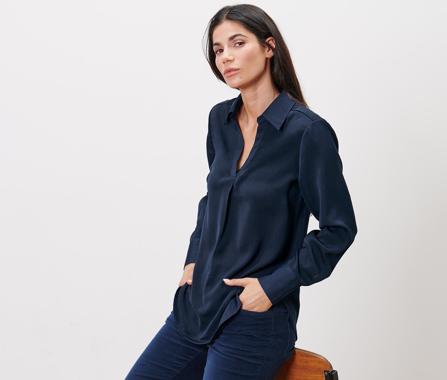 Атласная блузка Tchibo, темно-синий
Атласная блузка Tchibo, темно-синий