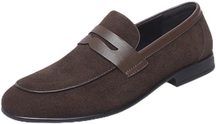 Мужские замшевые ручной работы лоферы на низком каблуке, модные, легкие, с круглым носком, без застежки, плоские, классические мокасины для повседневной носки и делового стиля Lhyxu, коричневый
Мужские замшевые ручной работы лоферы на низком каблуке, модные, легкие, с круглым носком, без застежки, плоские, классические мокасины для повседневной носки и делового стиля Lhyxu, коричневый