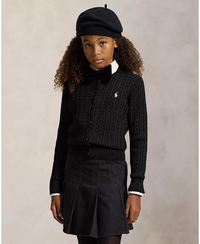 Детская кардиган-кофта с металлизированной резинкой из хлопковой смеси для девочек 7-16 лет Polo Ralph Lauren, черный
Детская кардиган-кофта с металлизированной резинкой из хлопковой смеси для девочек 7-16 лет Polo Ralph Lauren, черный