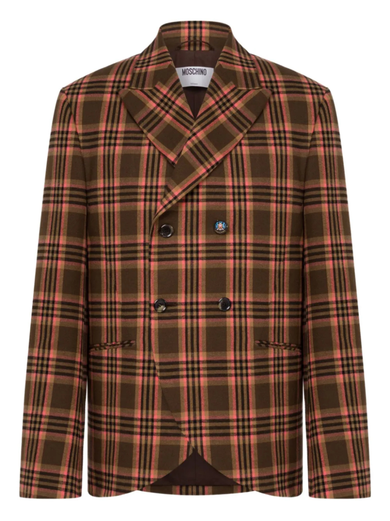 Двубортный клетчатый блейзер Moschino, коричневый
Двубортный клетчатый блейзер Moschino, коричневый