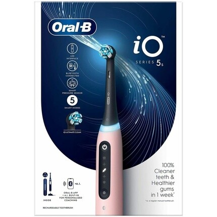 Электрическая зубная щетка Io 5S Pink с 1 насадкой и 1 дорожным футляром, разработанная Braun, Oral-B
Электрическая зубная щетка Io 5S Pink с 1 насадкой и 1 дорожным футляром, разработанная Braun, Oral-B