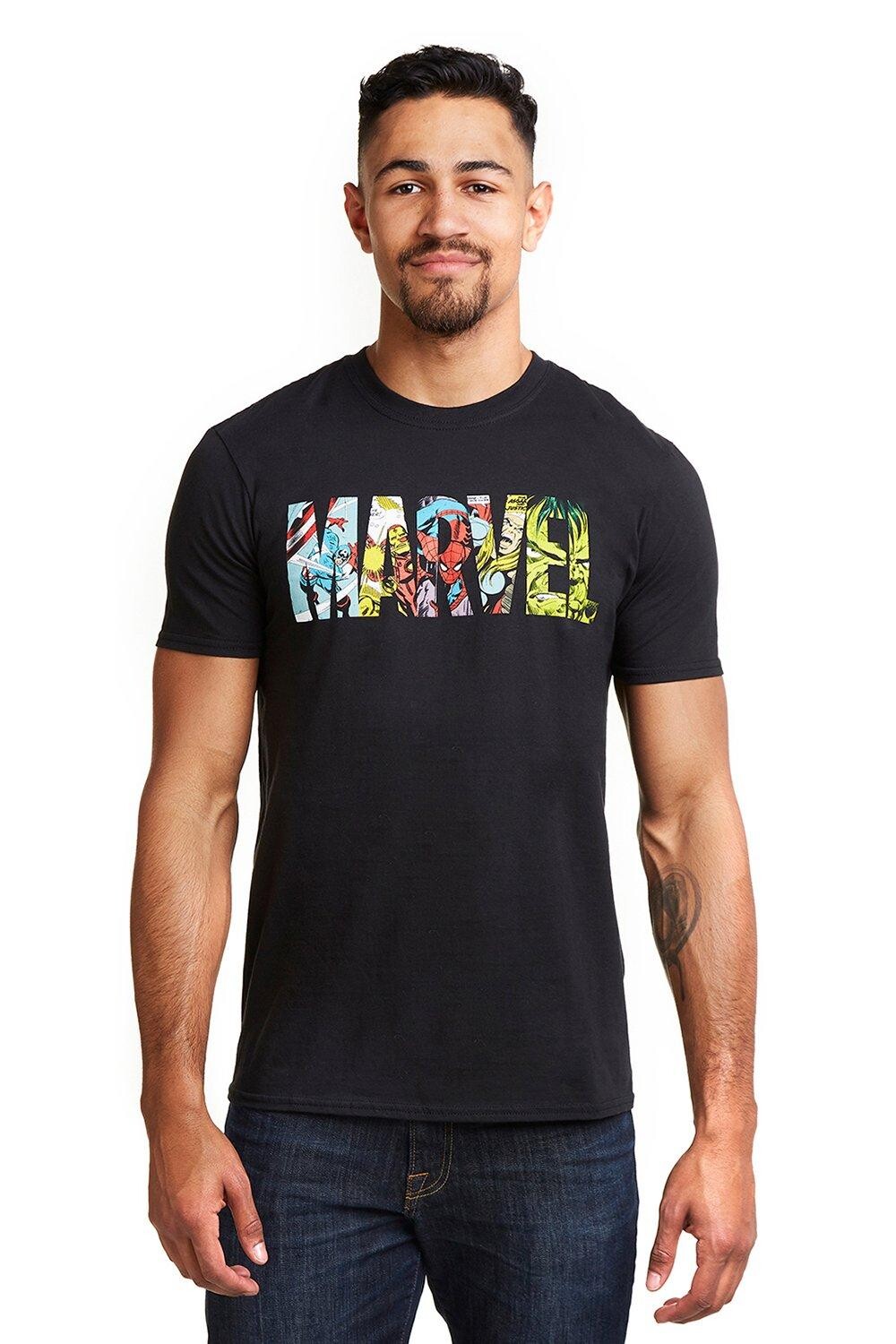 Хлопковая футболка с логотипом комиксов Marvel, черный
Хлопковая футболка с логотипом комиксов Marvel, черный