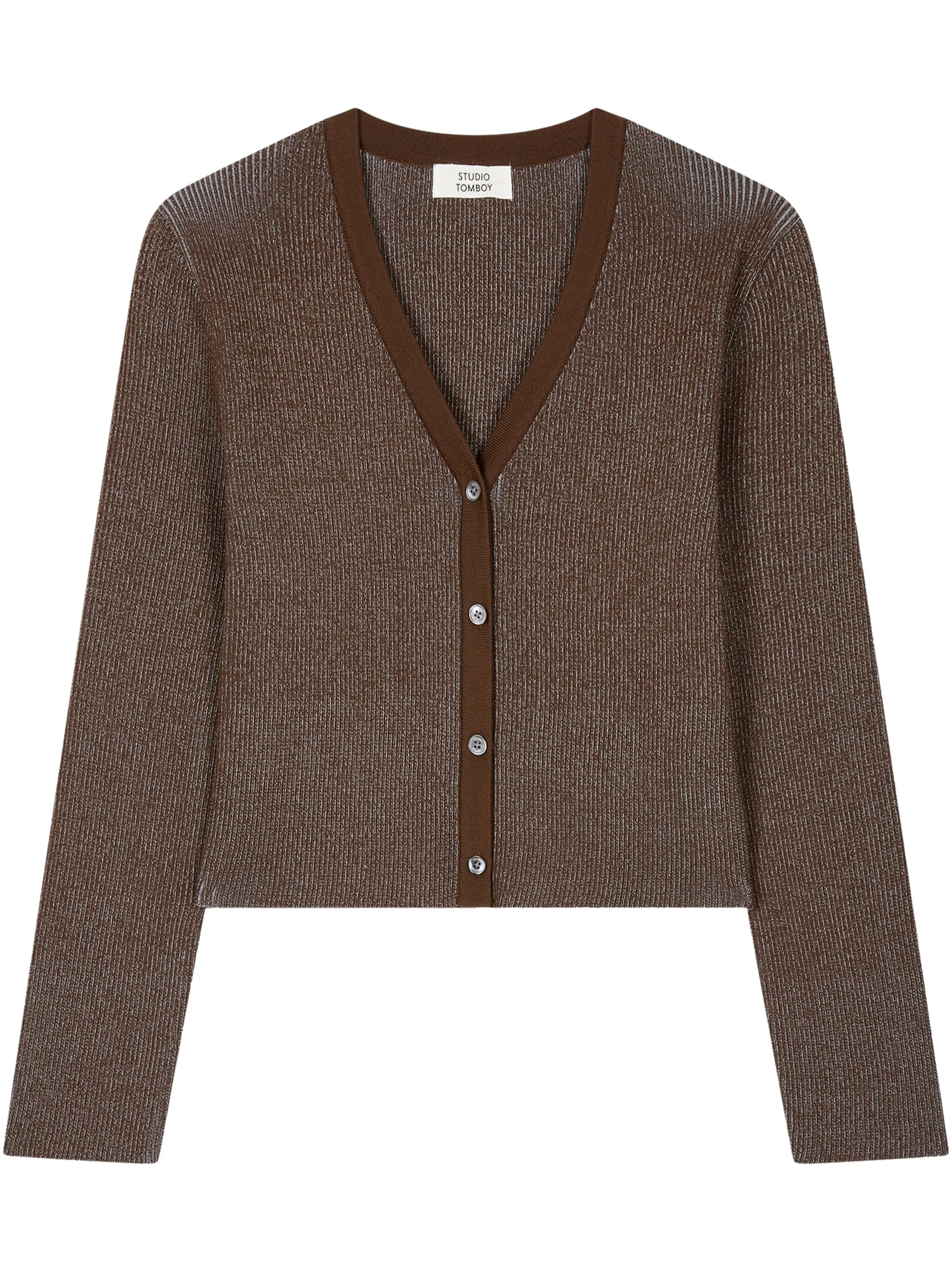 Кардиган в рубчик с V-образным вырезом Tomboy, коричневый
Кардиган в рубчик с V-образным вырезом Tomboy, коричневый