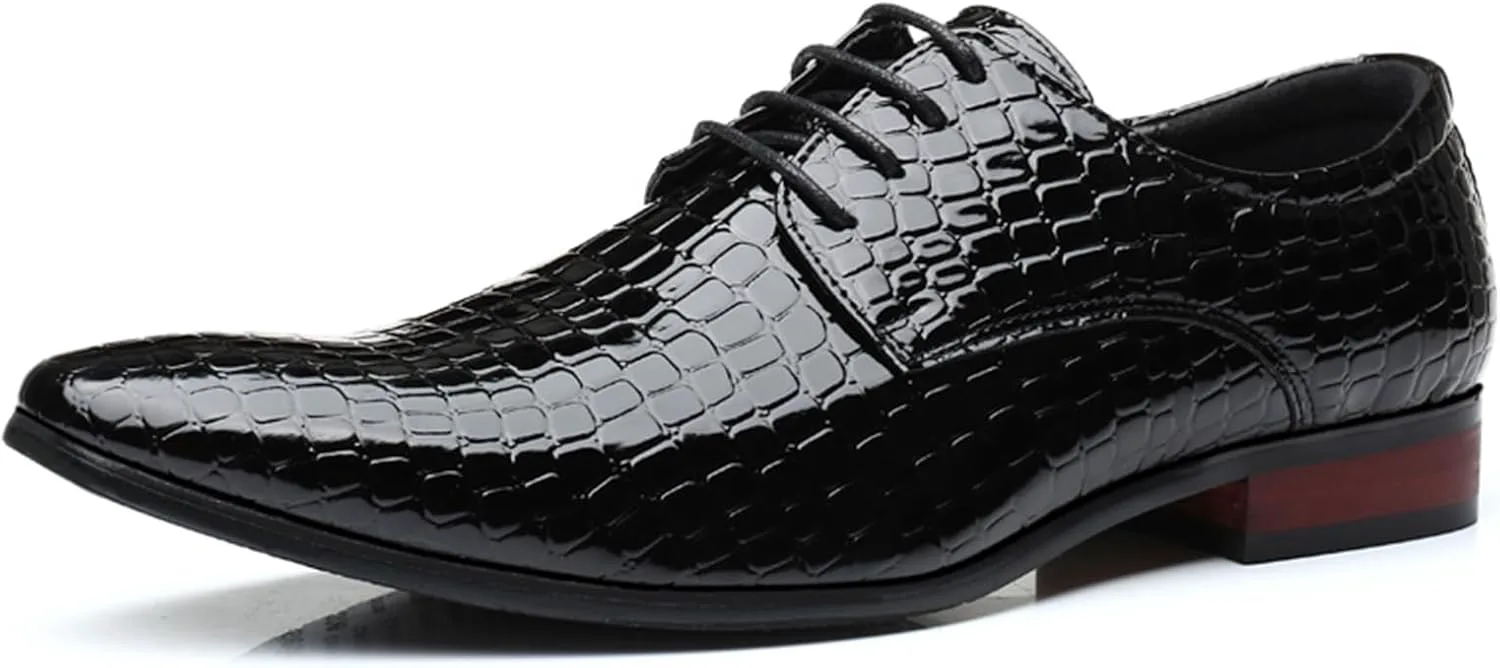 Мужские туфли модные из искусственной кожи под крокодила, лаковые, формальные, с шнуровкой, с заостренным носком, свадебные, вечерние оксфорды NIGXWNS, черный
Мужские туфли модные из искусственной кожи под крокодила, лаковые, формальные, с шнуровкой, с заостренным носком, свадебные, вечерние оксфорды NIGXWNS, черный