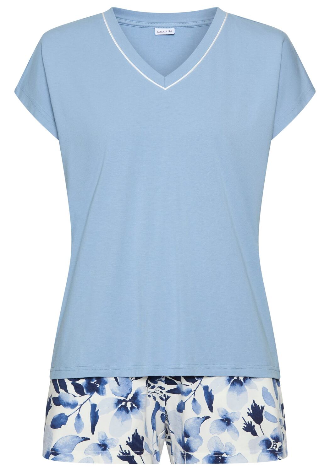 LASCANA Короткий пижамный комплект в синем, светло-голубом
LASCANA Короткий пижамный комплект в синем, светло-голубом