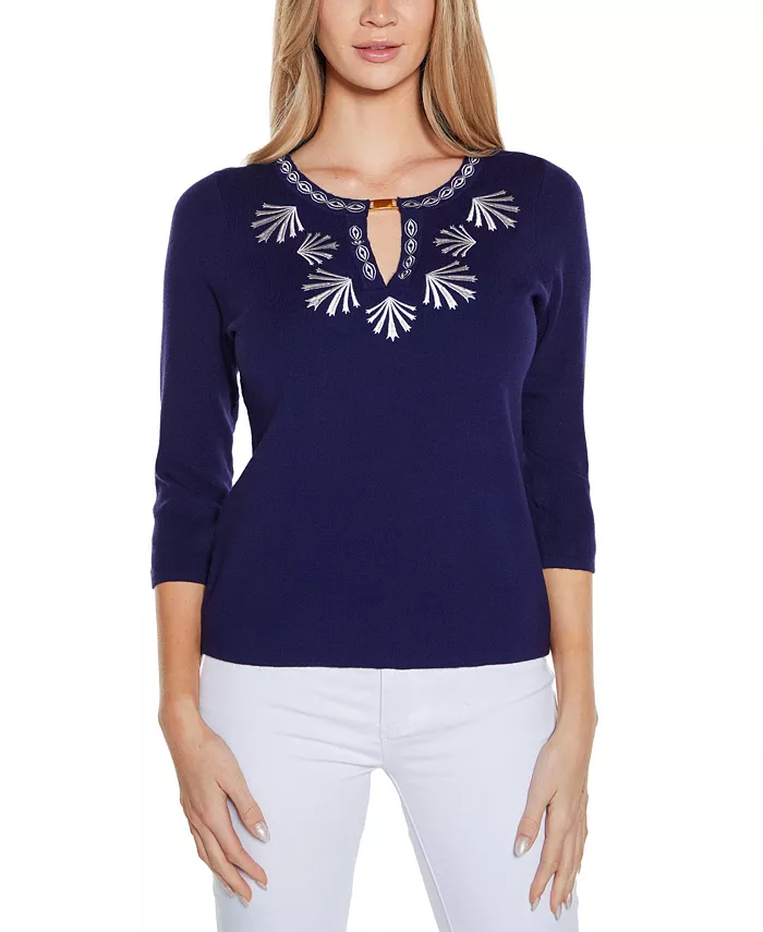 Женский свитер Black Label с вышитым принтом и разрезом на горловине Belldini, синий
Женский свитер Black Label с вышитым принтом и разрезом на горловине Belldini, синий