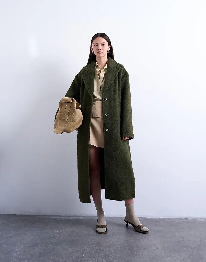 Пальто Topshop из шерсти цвета хаки с начесом, без подкладки, с приспущенными плечами
Пальто Topshop из шерсти цвета хаки с начесом, без подкладки, с приспущенными плечами