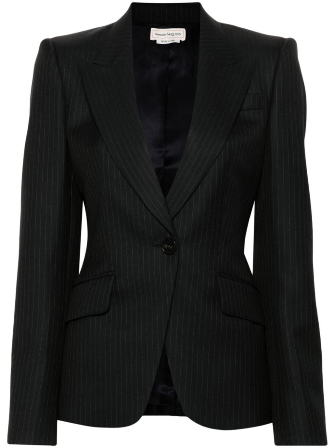 Alexander McQueen однобортный пиджак в тонкую полоску, синий
Alexander McQueen однобортный пиджак в тонкую полоску, синий