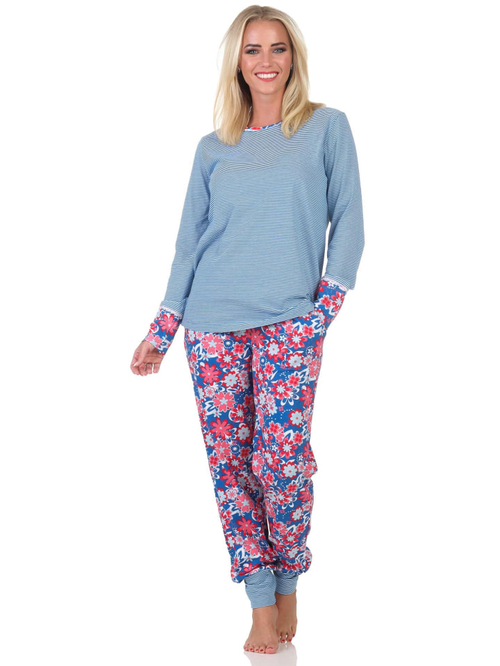 NORMANN Пижамный комплект с длинными рукавами, манжетами и полосками, темно-синего цвета
NORMANN Пижамный комплект с длинными рукавами, манжетами и полосками, темно-синего цвета