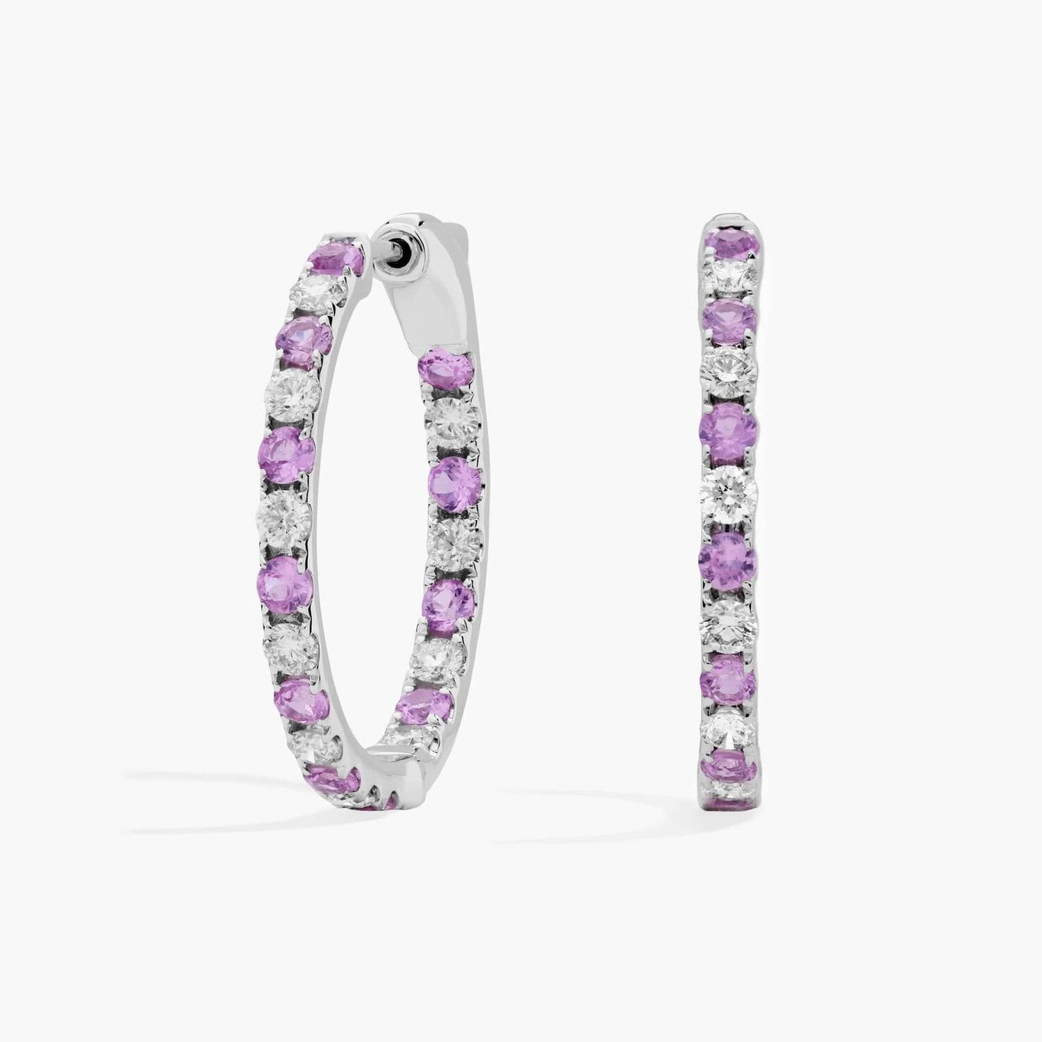 Круглые серьги-кольца с розовыми сапфирами и бриллиантами, диаметр 3/4 дюйма, белое золото 14 карат Blue Nile
Круглые серьги-кольца с розовыми сапфирами и бриллиантами, диаметр 3/4 дюйма, белое золото 14 карат Blue Nile