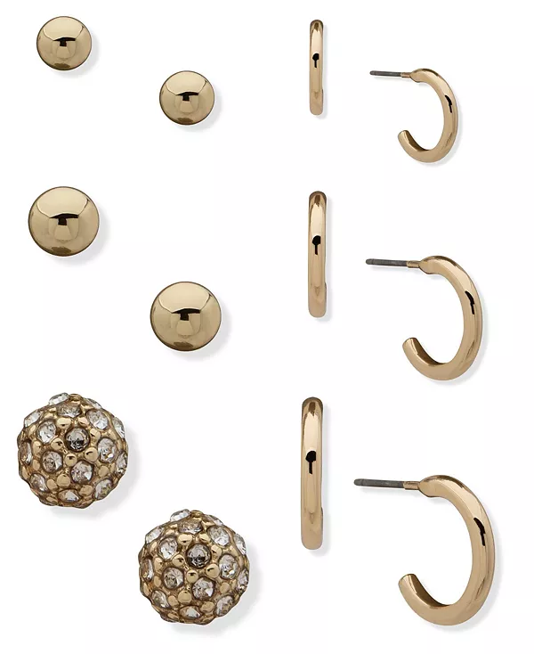 Комплект из 6 золотистых серег-колец и серег-гвоздиков с шариками Nine West, gold
Комплект из 6 золотистых серег-колец и серег-гвоздиков с шариками Nine West, gold