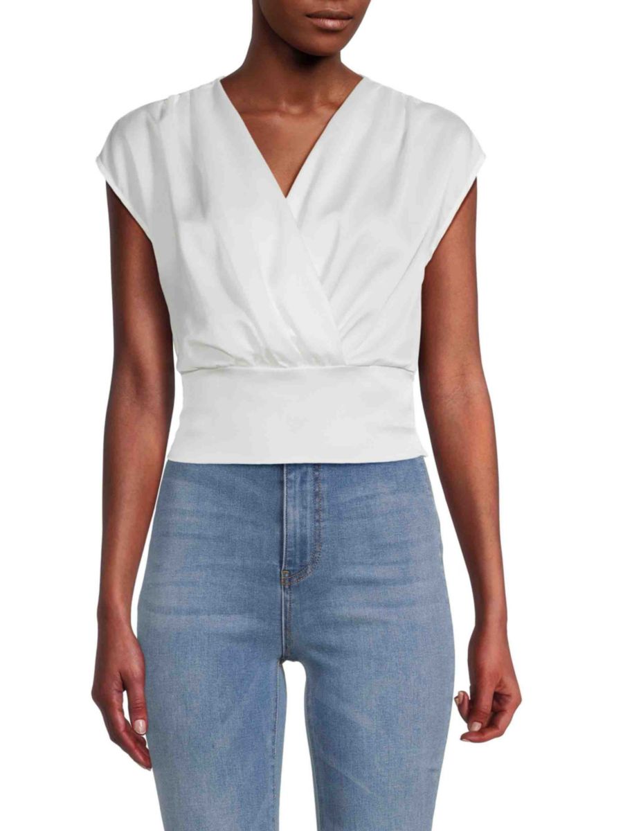 Сатиновый топ с имитацией запаха Renee C., слоновая кость
Сатиновый топ с имитацией запаха Renee C., слоновая кость