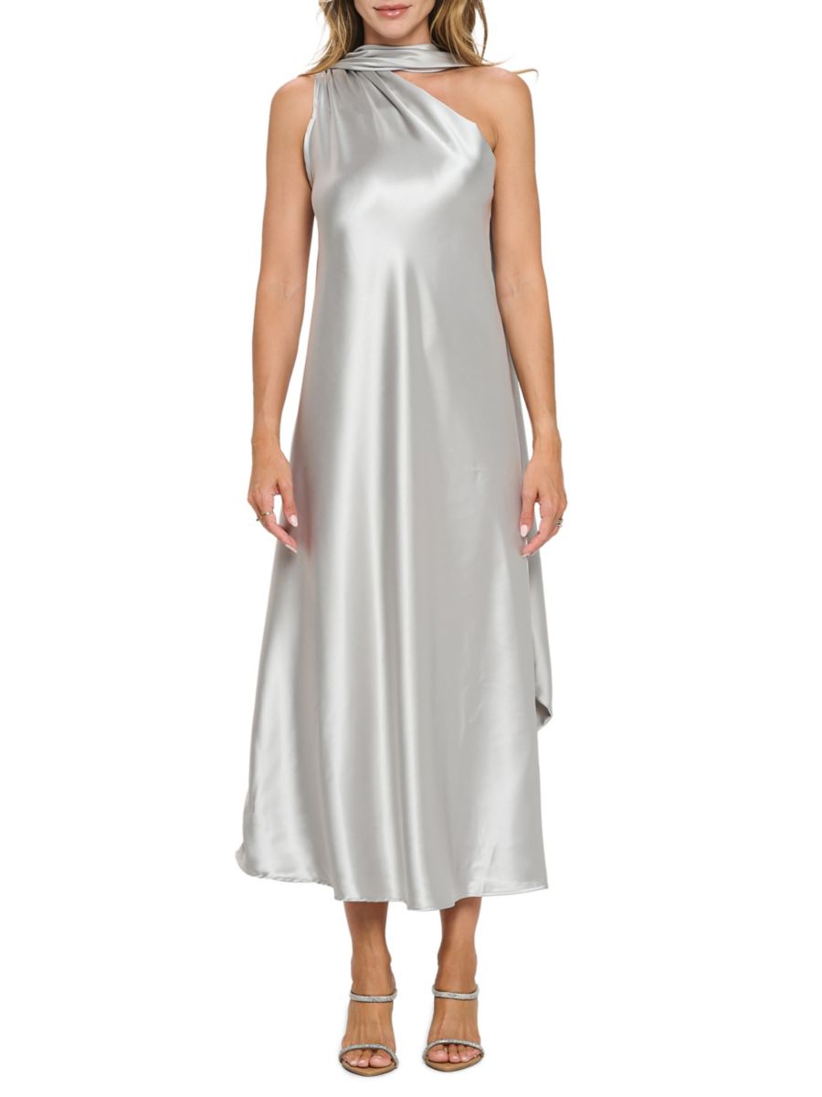 Атласное платье миди с шарфом на одно плечо Renee C., серебряный
Атласное платье миди с шарфом на одно плечо Renee C., серебряный