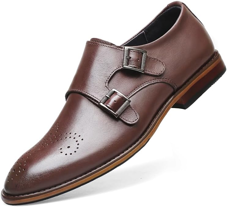 Мужские туфли-лоаферы из натуральной кожи, формальные с кожаной подошвой, с двойной пряжкой, монк-страп, удобные деловые туфли Lhyxu, коричневый
Мужские туфли-лоаферы из натуральной кожи, формальные с кожаной подошвой, с двойной пряжкой, монк-страп, удобные деловые туфли Lhyxu, коричневый