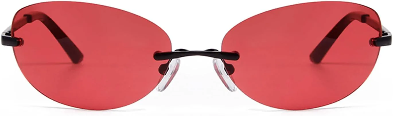 VIA LEECA Модные солнцезащитные очки без оправы в стиле Y2k для женщин и мужчин, ретро 90-х, с овальными зеркальными линзами, модные аксессуары, Black / Red
VIA LEECA Модные солнцезащитные очки без оправы в стиле Y2k для женщин и мужчин, ретро 90-х, с овальными зеркальными линзами, модные аксессуары, Black / Red