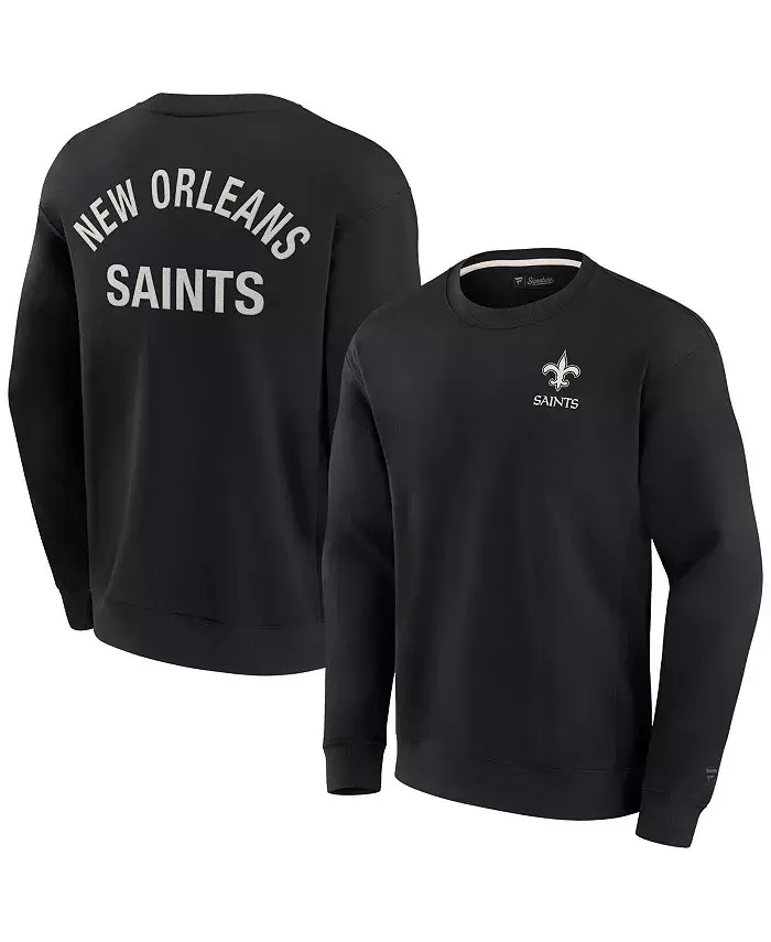 Мужская и женская черная супермягкая толстовка New Orleans Saints с круглым вырезом Fanatics Signature
Мужская и женская черная супермягкая толстовка New Orleans Saints с круглым вырезом Fanatics Signature