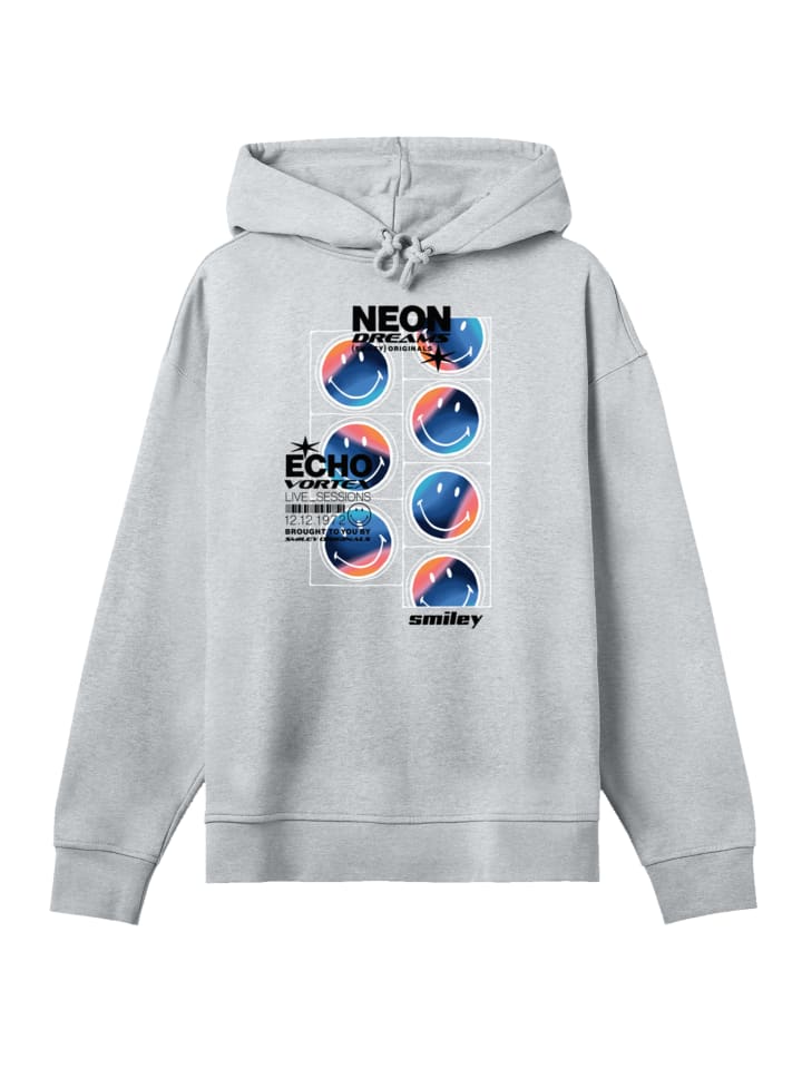 Толстовка с капюшоном Smiley Originals Neon Dreams с большим принтом в сером цвете с пестрым узором F4NT4STIC
Толстовка с капюшоном Smiley Originals Neon Dreams с большим принтом в сером цвете с пестрым узором F4NT4STIC