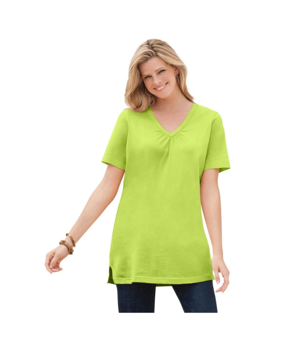 Туника с короткими рукавами и V-образным вырезом от Plus Size Within Perfect Woman Within, Lime
Туника с короткими рукавами и V-образным вырезом от Plus Size Within Perfect Woman Within, Lime