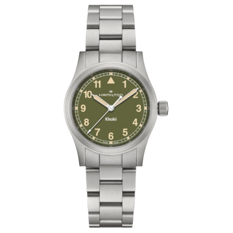 Hamilton Часы Khaki Field Series с кварцевым механизмом, унисекс, 33 мм, зеленый циферблат, корпус из нержавеющей стали, ремешок из нержавеющей стали
Hamilton Часы Khaki Field Series с кварцевым механизмом, унисекс, 33 мм, зеленый циферблат, корпус из нержавеющей стали, ремешок из нержавеющей стали