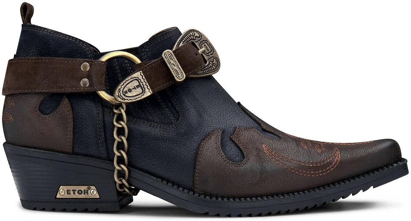 Мужские настоящие кожаные вестерн-ботинки с кубинской металлической цепочкой, ковбойские винклпикеры Infinity Leather, темно-синий
Мужские настоящие кожаные вестерн-ботинки с кубинской металлической цепочкой, ковбойские винклпикеры Infinity Leather, темно-синий