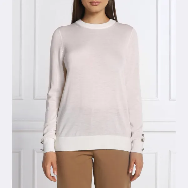 Свитер обычного кроя на пуговицах из шерсти мериноса Michael Kors, белый 
Свитер обычного кроя на пуговицах из шерсти мериноса Michael Kors, белый