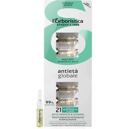 Глобальный интенсивный разглаживающий уход против старения, 7 X 2 мл L'Erboristica 
Глобальный интенсивный разглаживающий уход против старения, 7 X 2 мл L'Erboristica