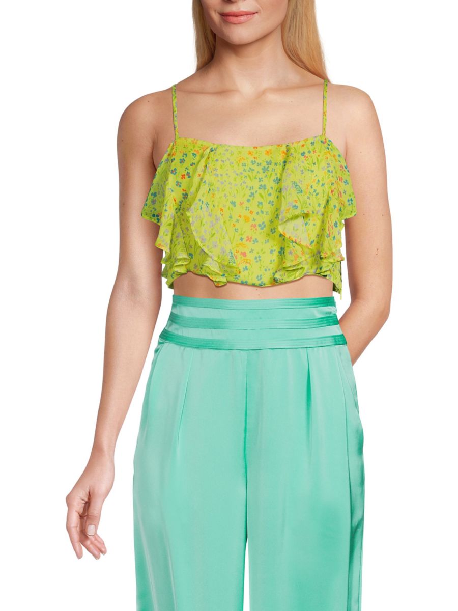 Укороченный топ из вискозы с цветочным принтом и оборками Ramy Brook, цвет Lime Garden
Укороченный топ из вискозы с цветочным принтом и оборками Ramy Brook, цвет Lime Garden