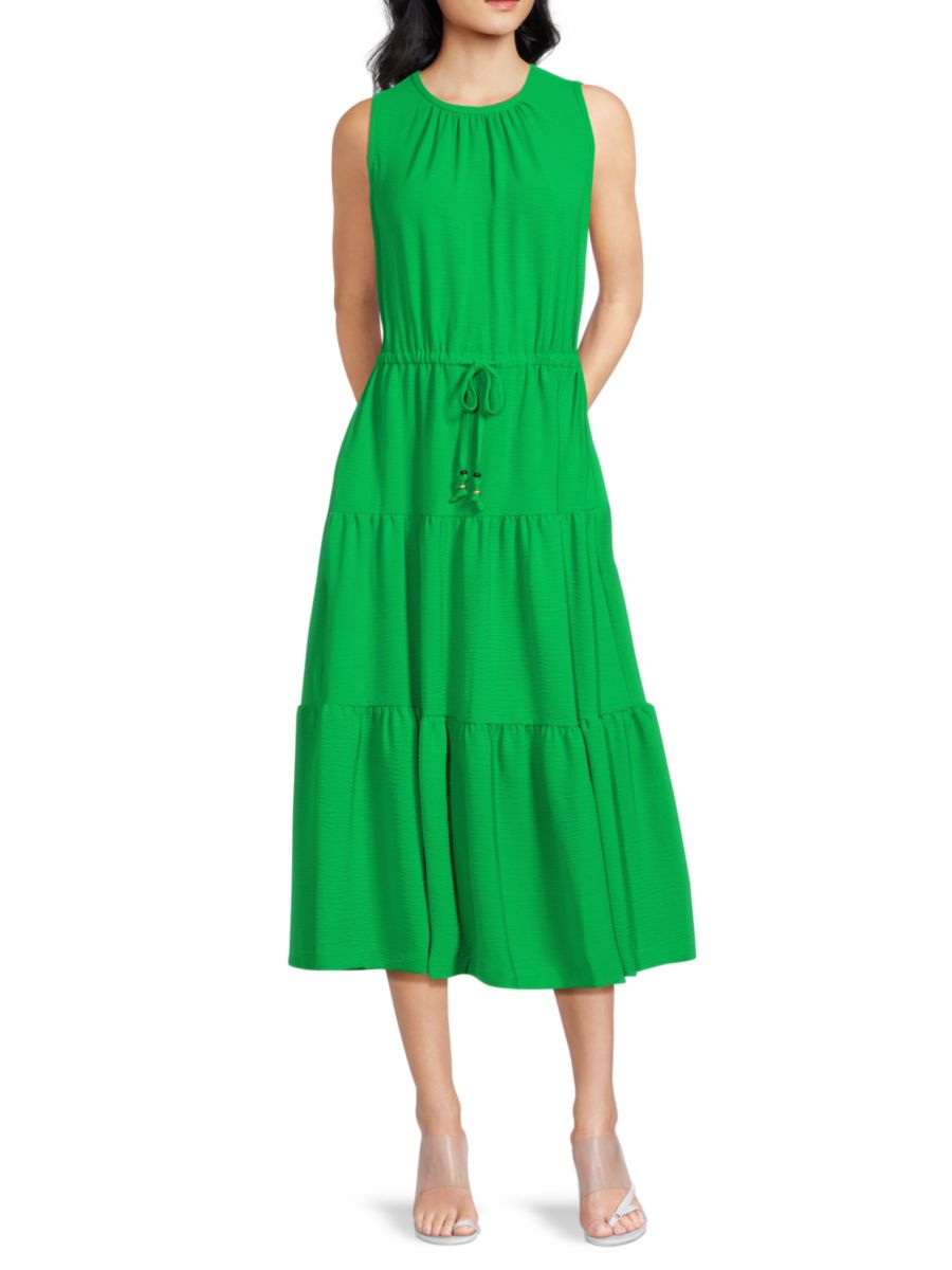 Платье миди без рукавов с ярусами Calvin Klein, цвет Fern 
Платье миди без рукавов с ярусами Calvin Klein, цвет Fern