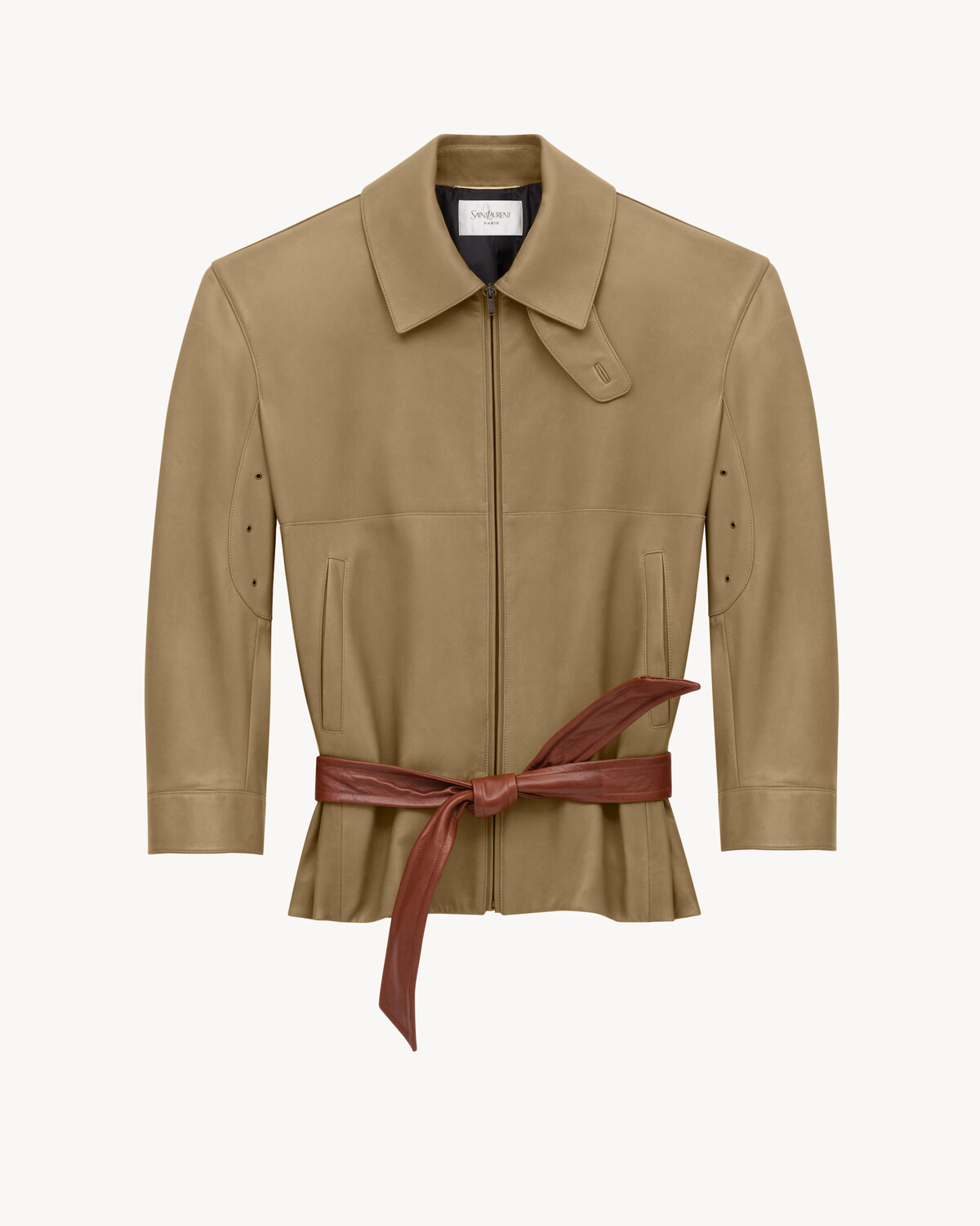 Куртка из ягнячьей кожи с поясом Saint Laurent, зеленый
Куртка из ягнячьей кожи с поясом Saint Laurent, зеленый