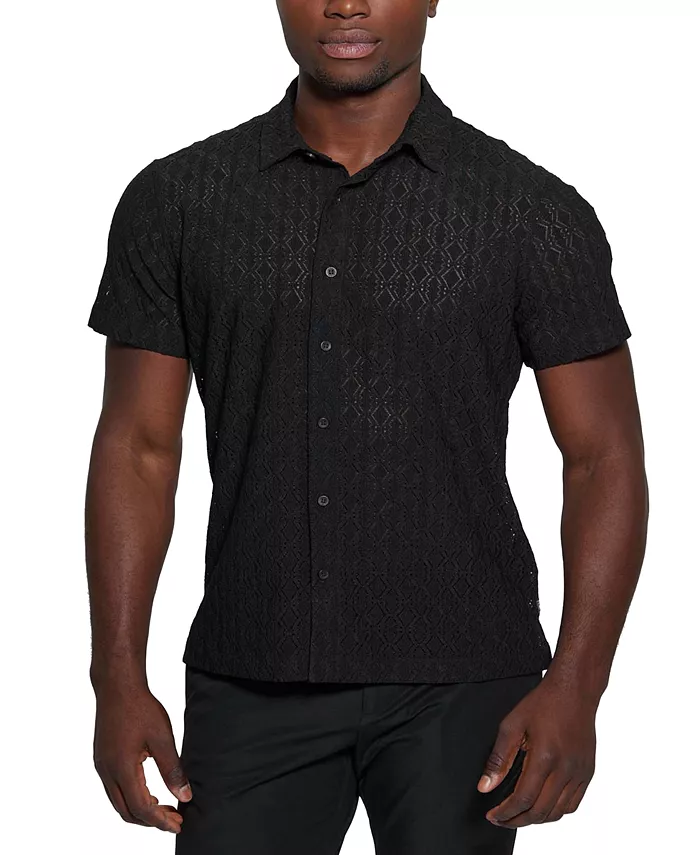 Мужская рубашка Reeves с коротким рукавом на пуговицах Guess, черный
Мужская рубашка Reeves с коротким рукавом на пуговицах Guess, черный