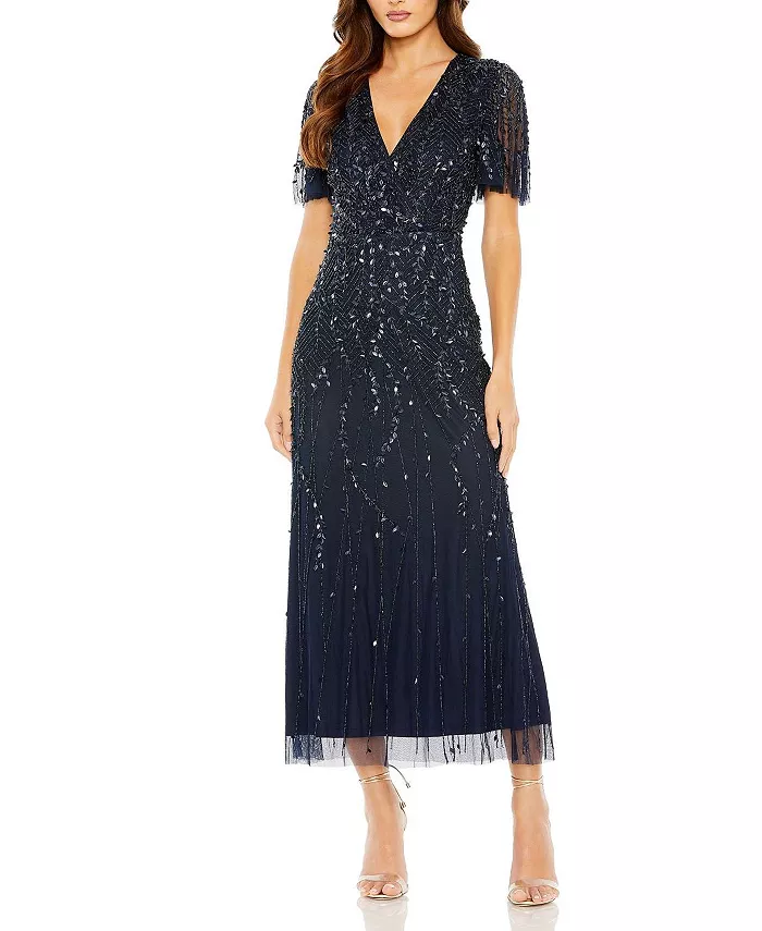 Женское платье-колонна с запахом, рукавами-бабочками и бисерной отделкой Mac Duggal, синий
Женское платье-колонна с запахом, рукавами-бабочками и бисерной отделкой Mac Duggal, синий