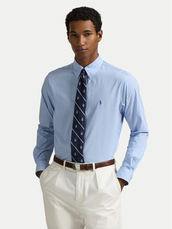 Рубашка облегающего кроя 710929344018 Polo Ralph Lauren, голубой
Рубашка облегающего кроя 710929344018 Polo Ralph Lauren, голубой