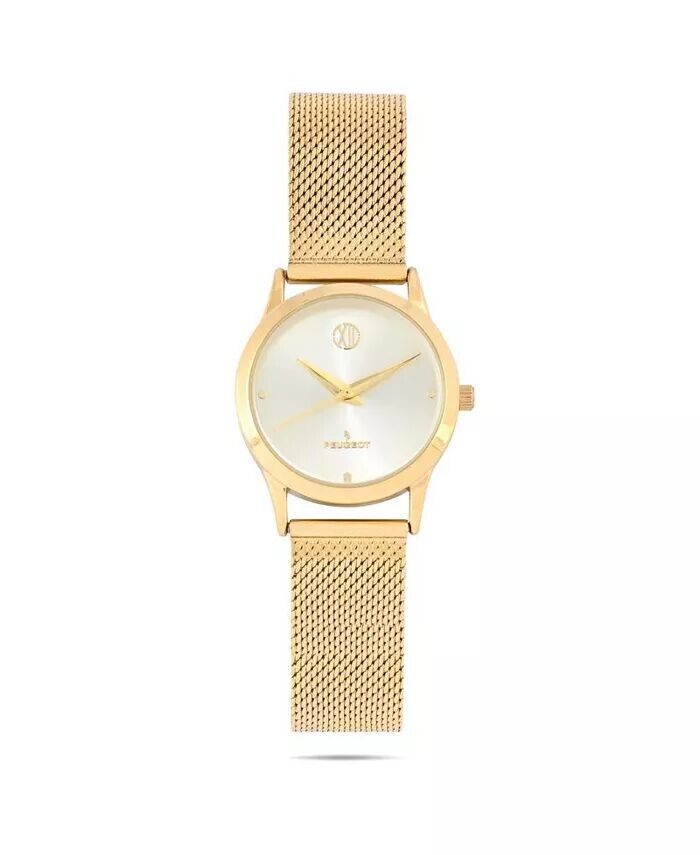 Женские часы диаметром 30 мм с тонким позолоченным корпусом и циферблатом цвета шампанского, с сетчатым ремешком Peugeot
Женские часы диаметром 30 мм с тонким позолоченным корпусом и циферблатом цвета шампанского, с сетчатым ремешком Peugeot