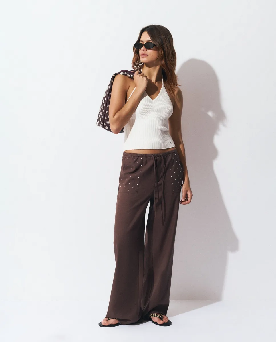 Женские брюки-клёш с заклепками Brownie, коричневый
Женские брюки-клёш с заклепками Brownie, коричневый