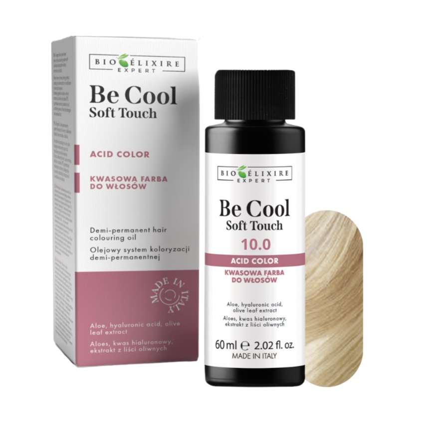 BIOELIXIRE Кислотная краска для волос Be Cool SOFT TOUCH - 10.0 Платиновый блонд - 60 мл
BIOELIXIRE Кислотная краска для волос Be Cool SOFT TOUCH - 10.0 Платиновый блонд - 60 мл