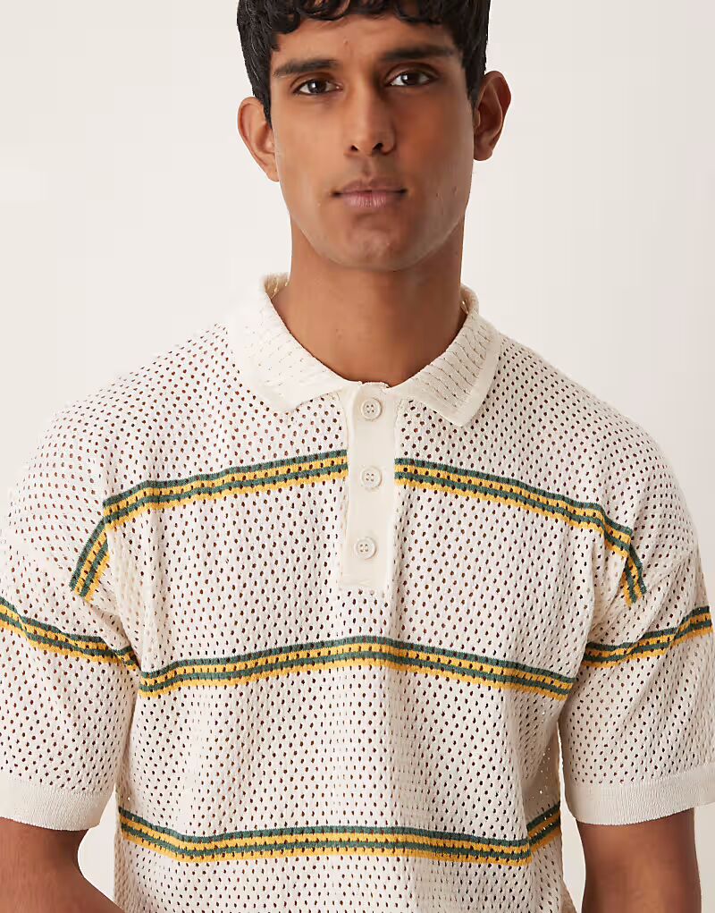 ASOS DESIGN свободный трикотажный поло Airtex Stripe кремового цвета
ASOS DESIGN свободный трикотажный поло Airtex Stripe кремового цвета