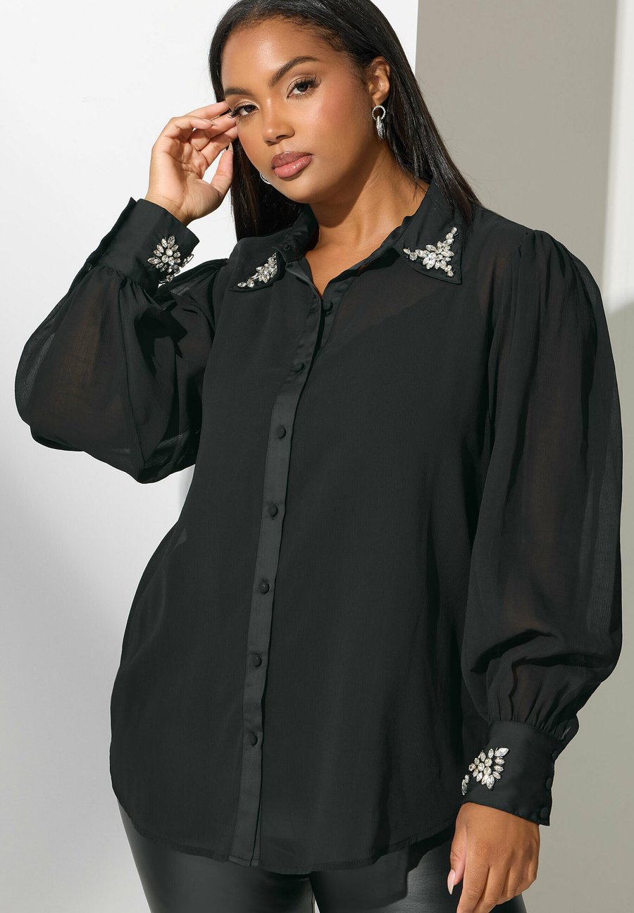 Блуза Yours Clothing Button-down blouse, Black/Anthracite
Блуза Yours Clothing Button-down blouse, Black/Anthracite