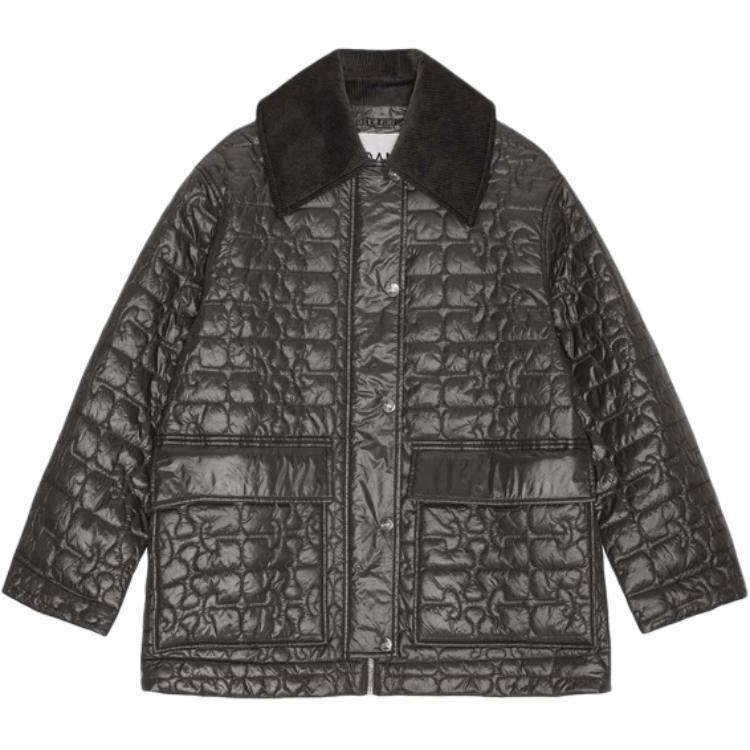 Блестящая стеганая куртка миди GANNI, черный
Блестящая стеганая куртка миди GANNI, черный