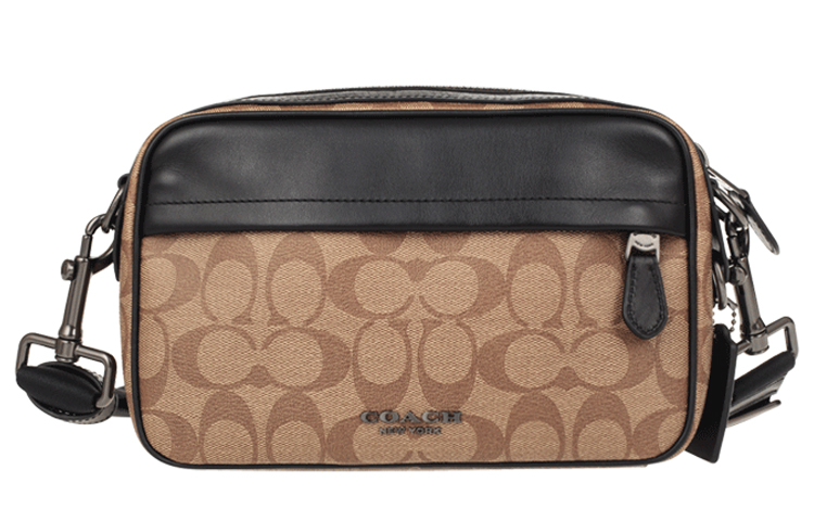 Сумка через плечо Graham из кожи коровы, средний размер, мужская, черная, хаки и коричневая, с монограммой COACH 
Сумка через плечо Graham из кожи коровы, средний размер, мужская, черная, хаки и коричневая, с монограммой COACH