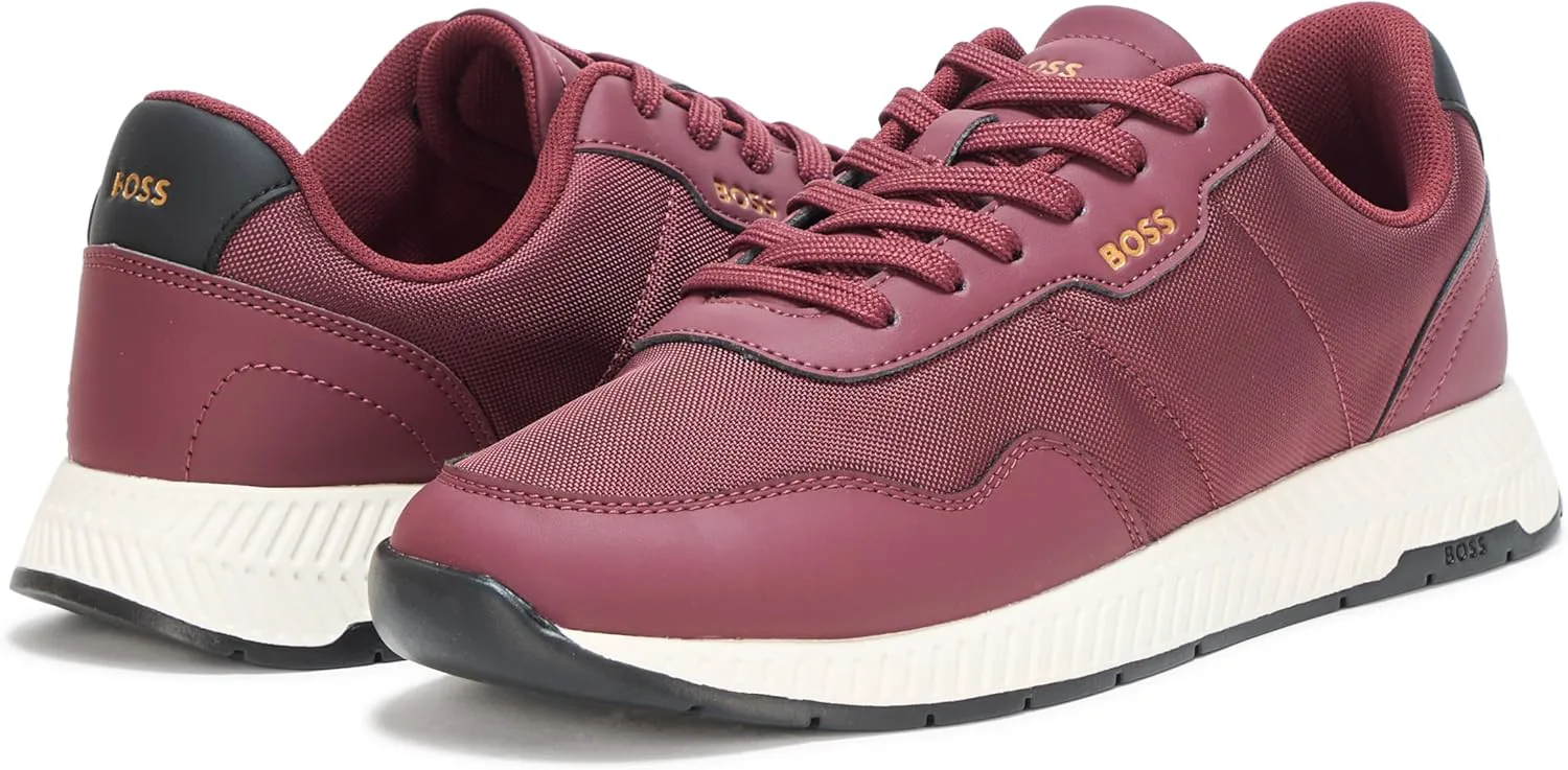 Мужские кроссовки BOSS с кожаными вставками, низкие, малиновый
Мужские кроссовки BOSS с кожаными вставками, низкие, малиновый
