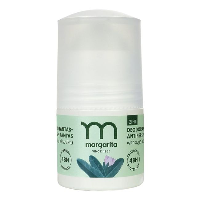 Дезодорант-Антиперспирант 2в1 с экстрактом шалфея Margarita, 50 мл
Дезодорант-Антиперспирант 2в1 с экстрактом шалфея Margarita, 50 мл