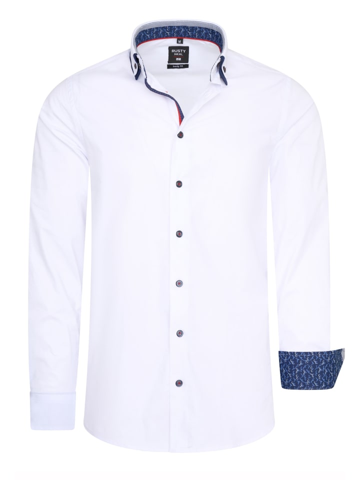 Rusty Neal Эластичная повседневная рубашка с двойным воротником белого цвета
Rusty Neal Эластичная повседневная рубашка с двойным воротником белого цвета