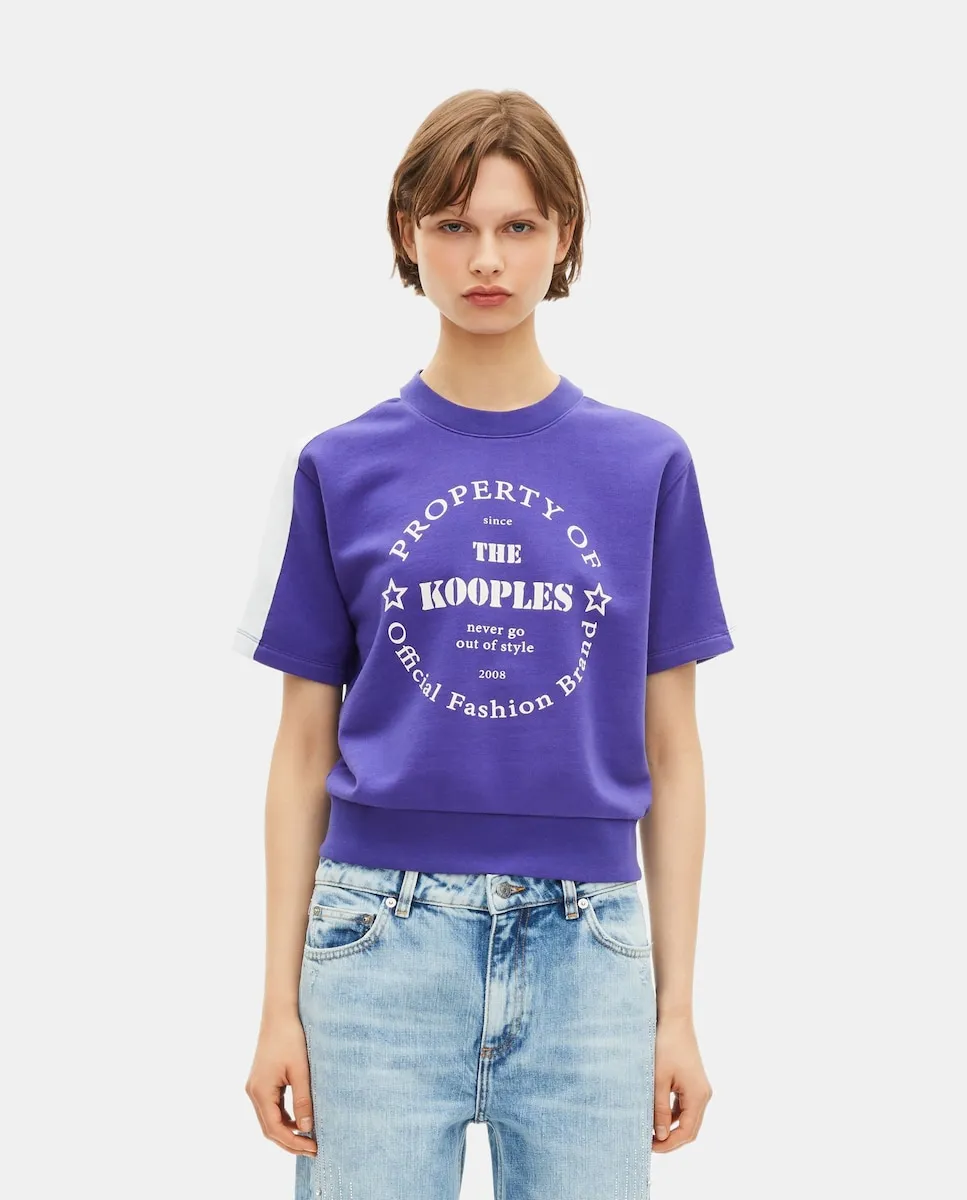 Женская толстовка с коротким рукавом и принтом The Kooples, фиолетовый 
Женская толстовка с коротким рукавом и принтом The Kooples, фиолетовый