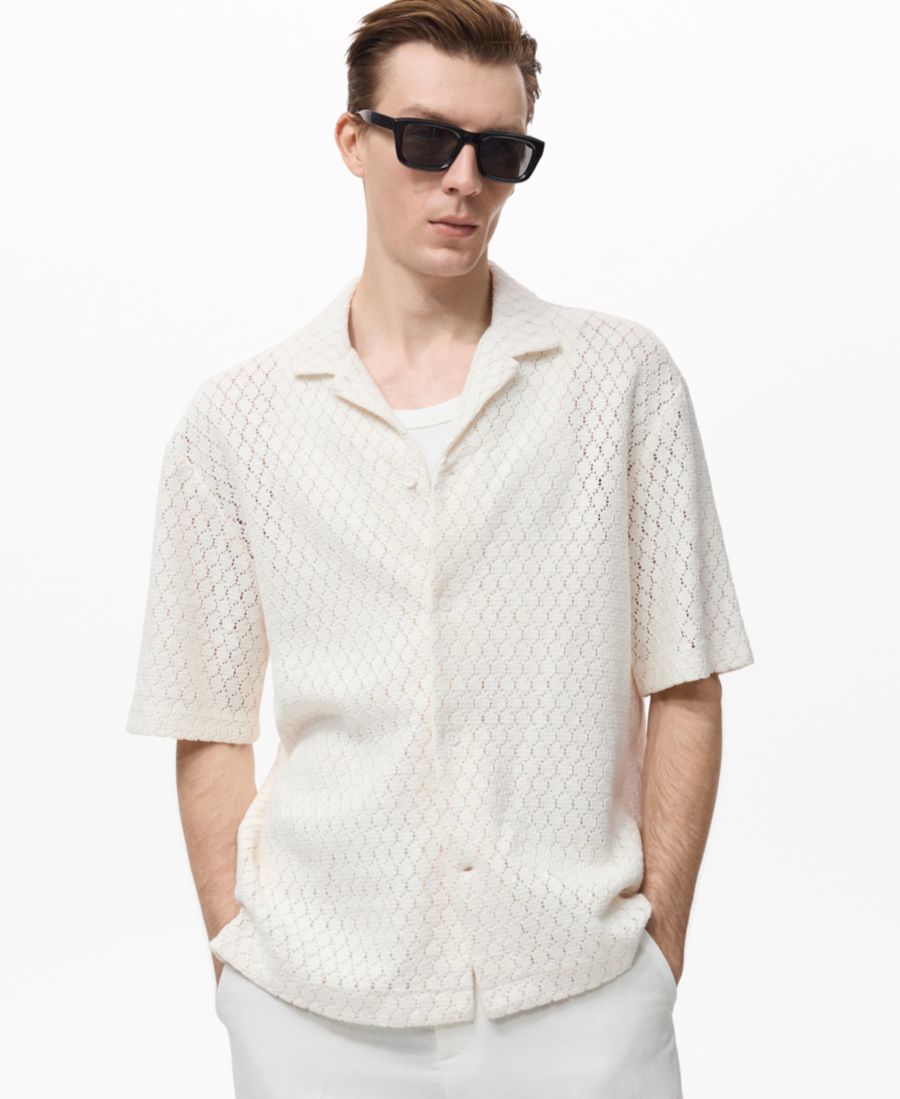 Мужская хлопковая рубашка с ажурным декором MANGO, Off White
Мужская хлопковая рубашка с ажурным декором MANGO, Off White