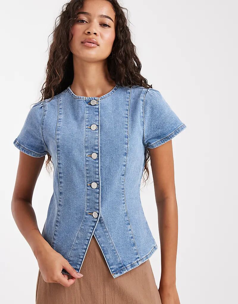 Асимметричный джинсовый топ Miss Selfridge с короткими рукавами синего цвета
Асимметричный джинсовый топ Miss Selfridge с короткими рукавами синего цвета