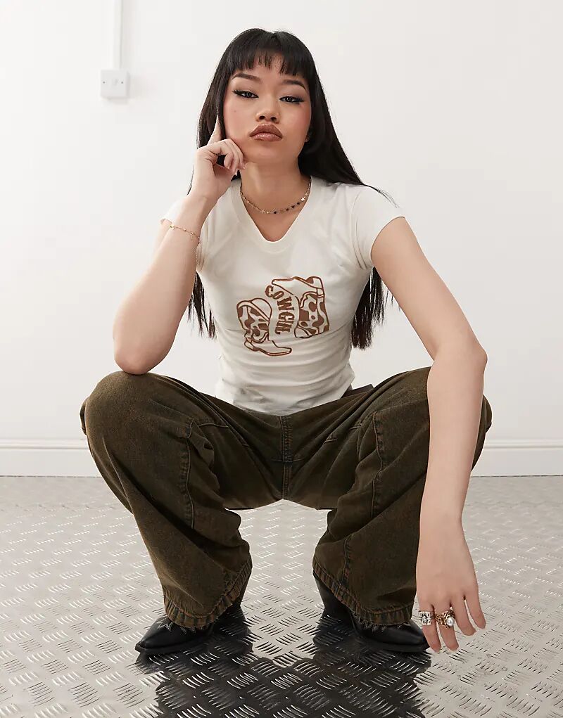 Детская футболка с ковбойскими сапогами, флокированная, белого цвета Noisy May
Детская футболка с ковбойскими сапогами, флокированная, белого цвета Noisy May