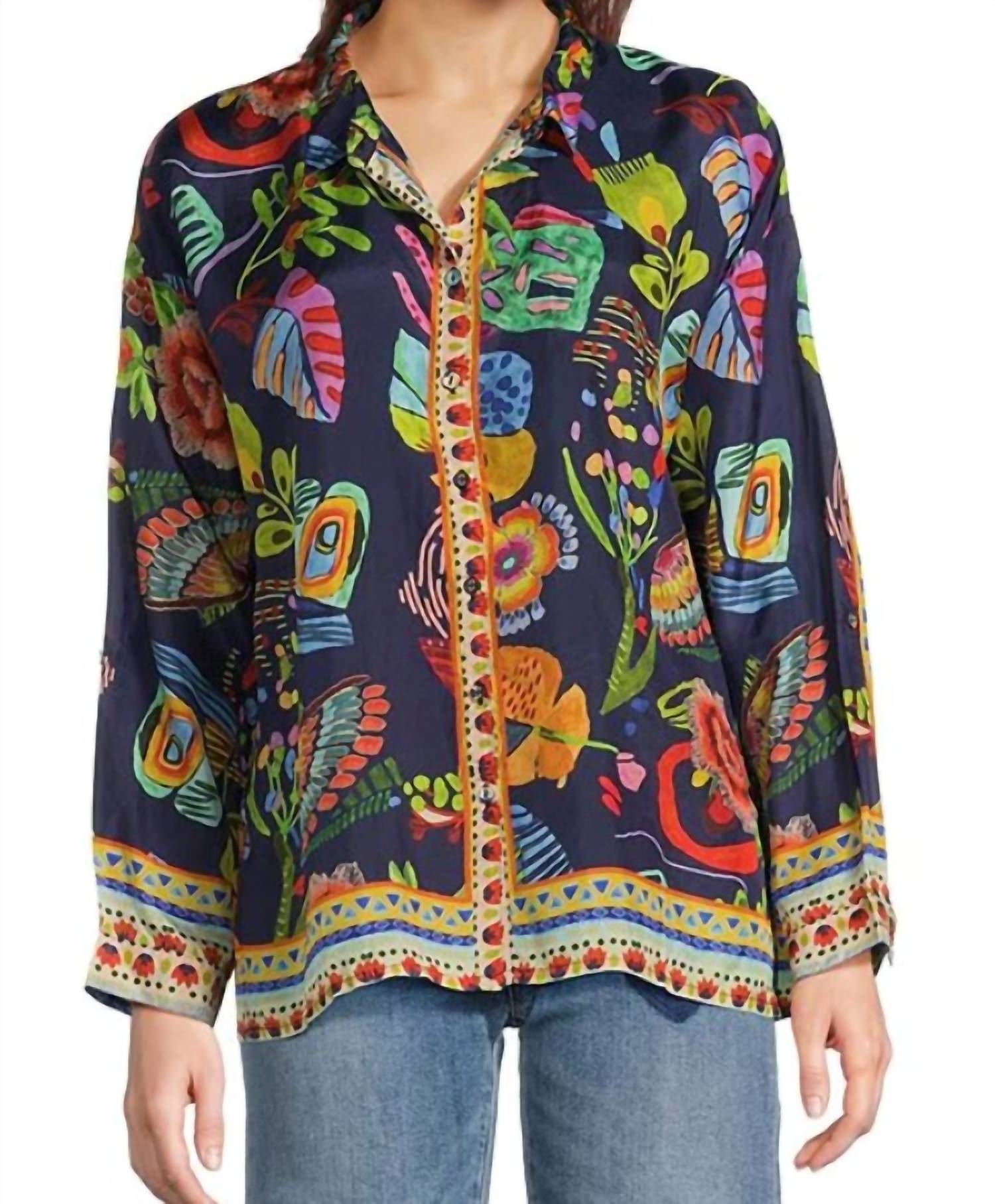 Рубашка на пуговицах Audrey Farout в разноцветном стиле Johnny Was, мультиколор
Рубашка на пуговицах Audrey Farout в разноцветном стиле Johnny Was, мультиколор