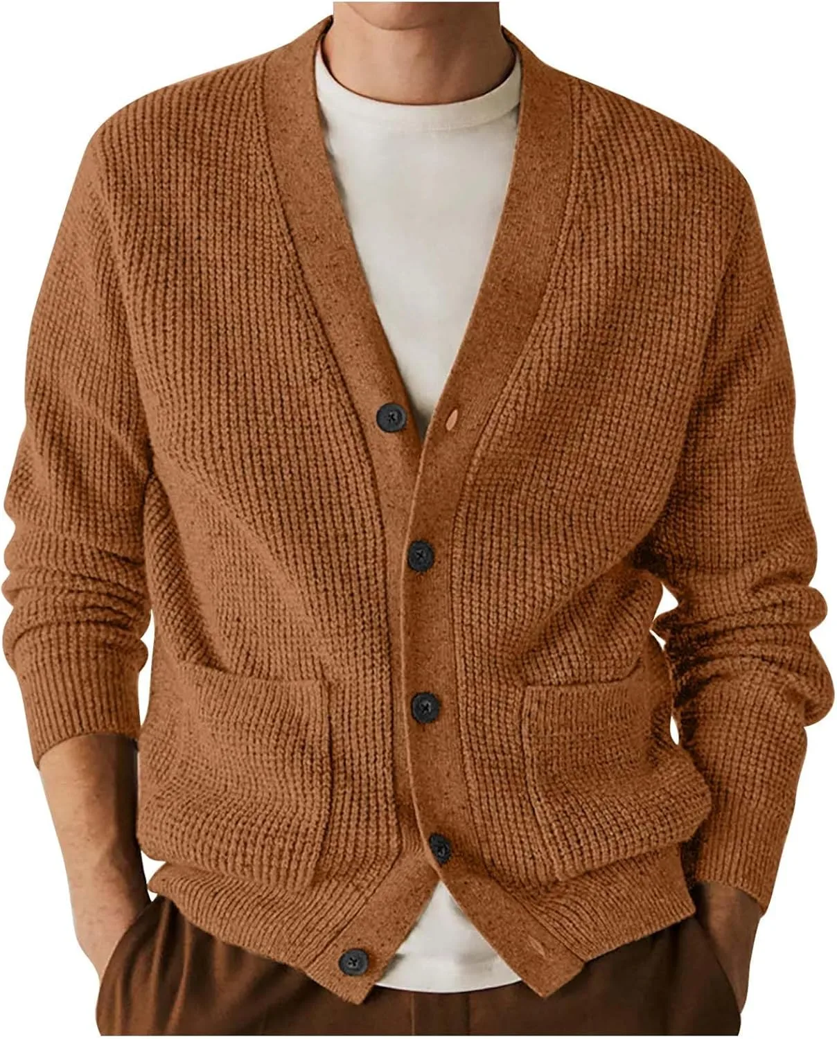 Мужской кардиган с длинным рукавом, вязаный, на пуговицах Auwer
Мужской кардиган с длинным рукавом, вязаный, на пуговицах Auwer