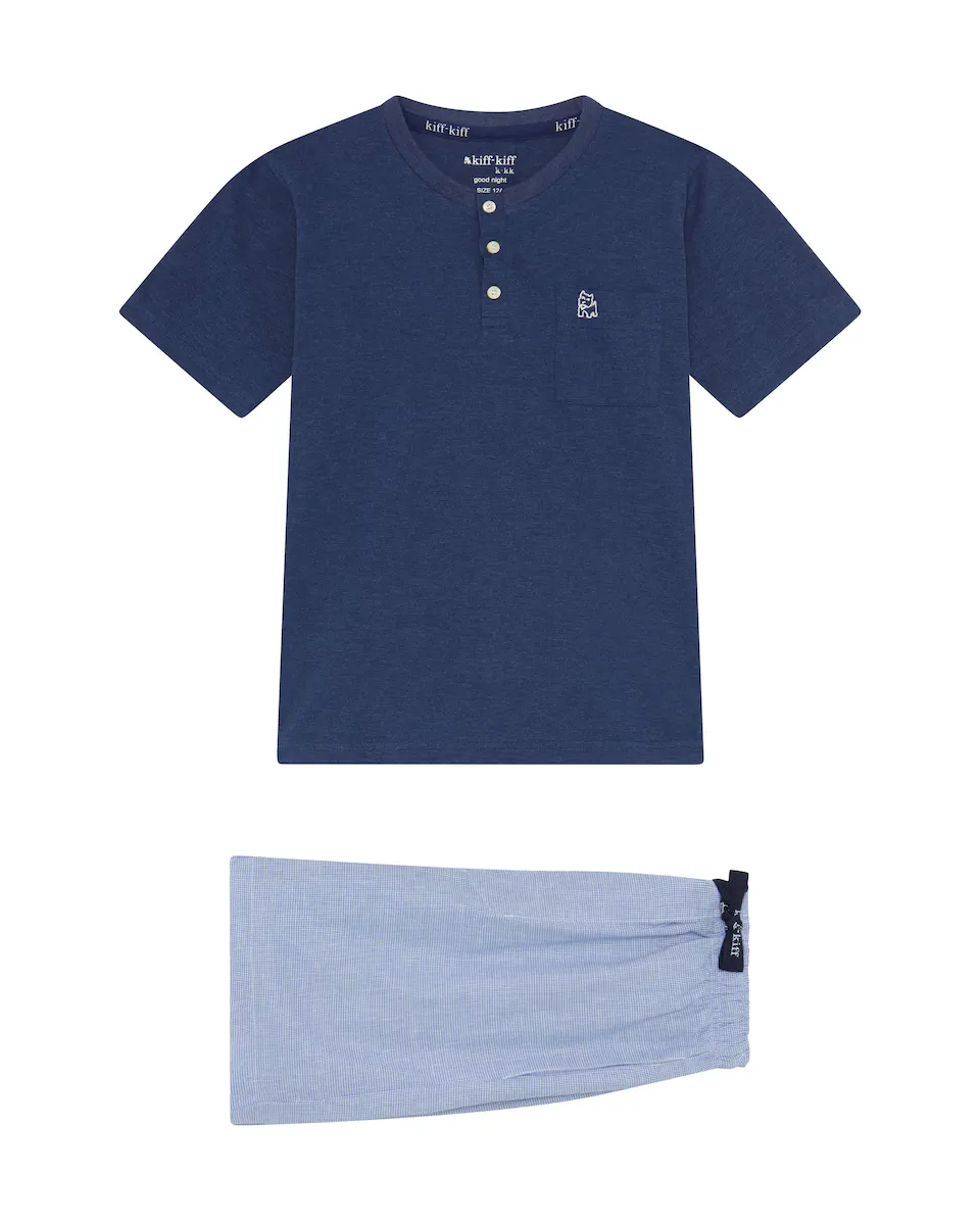 Пижама для мальчика в комплекте с футболкой из трикотажа темно-синего цвета и брюками в мелкую клетку Kiff-Kiff, синий
Пижама для мальчика в комплекте с футболкой из трикотажа темно-синего цвета и брюками в мелкую клетку Kiff-Kiff, синий