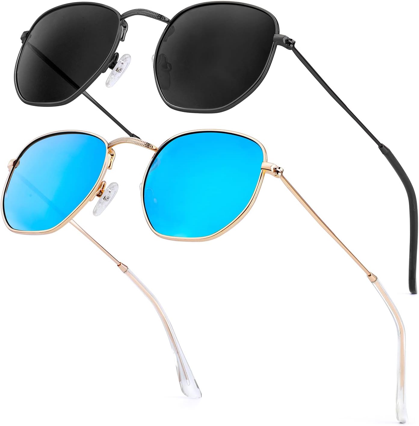 Солнцезащитные очки KALIYADI для женщин и мужчин, поляризованные, квадратная форма, защита от УФ-излучения, модная шестиугольная металлическая оправа, B4 (2 Pack) Black/Grey + Gold/Blue (Hexagonal)
Солнцезащитные очки KALIYADI для женщин и мужчин, поляризованные, квадратная форма, защита от УФ-излучения, модная шестиугольная металлическая оправа, B4 (2 Pack) Black/Grey + Gold/Blue (Hexagonal)